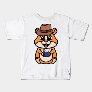 Funny hamster is holding a camera Kids T-Shirt